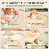 Infographie expliquant les bénéfices du Bibatray-M : protection 360 et nettoyage facile - Infographic showing Bibatray-M features and benefits.